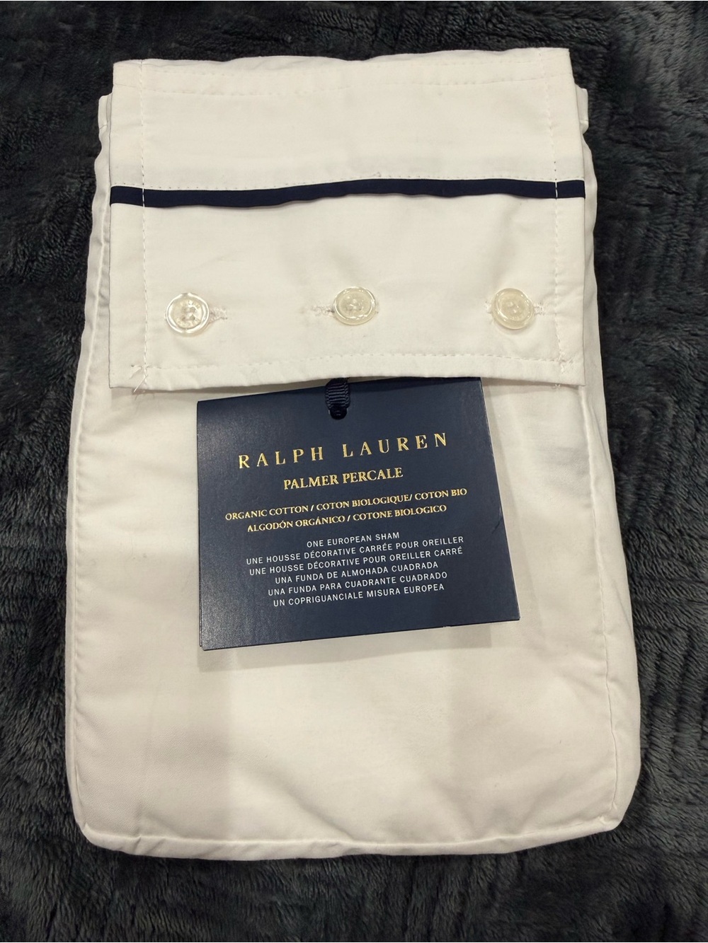 New Ralph Lauren European Euro Sham Organic Palmer Percale Polo Navy Blue NS538